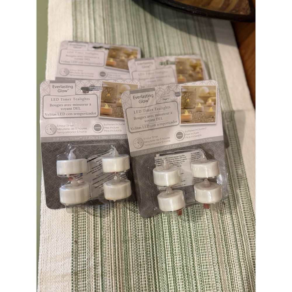 LED Timer Tealights 5 Hour - 16 Piece Bundle Set White 4 In Each Pack Battery